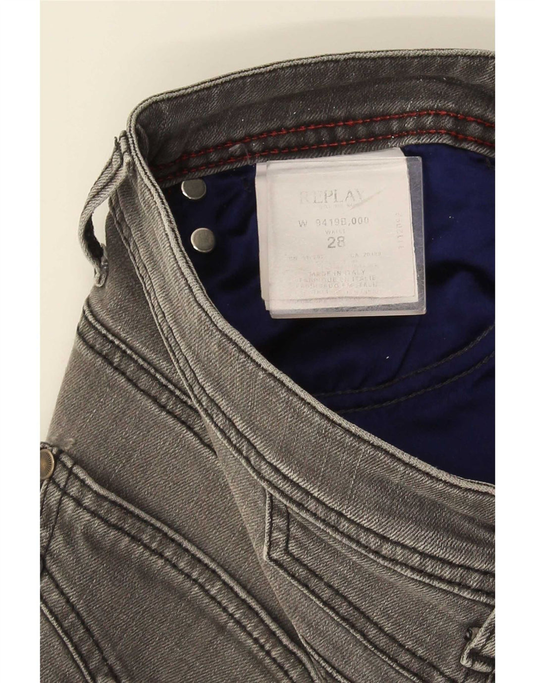 Mini saia jeans feminina Replay W28 algodão cinza médio