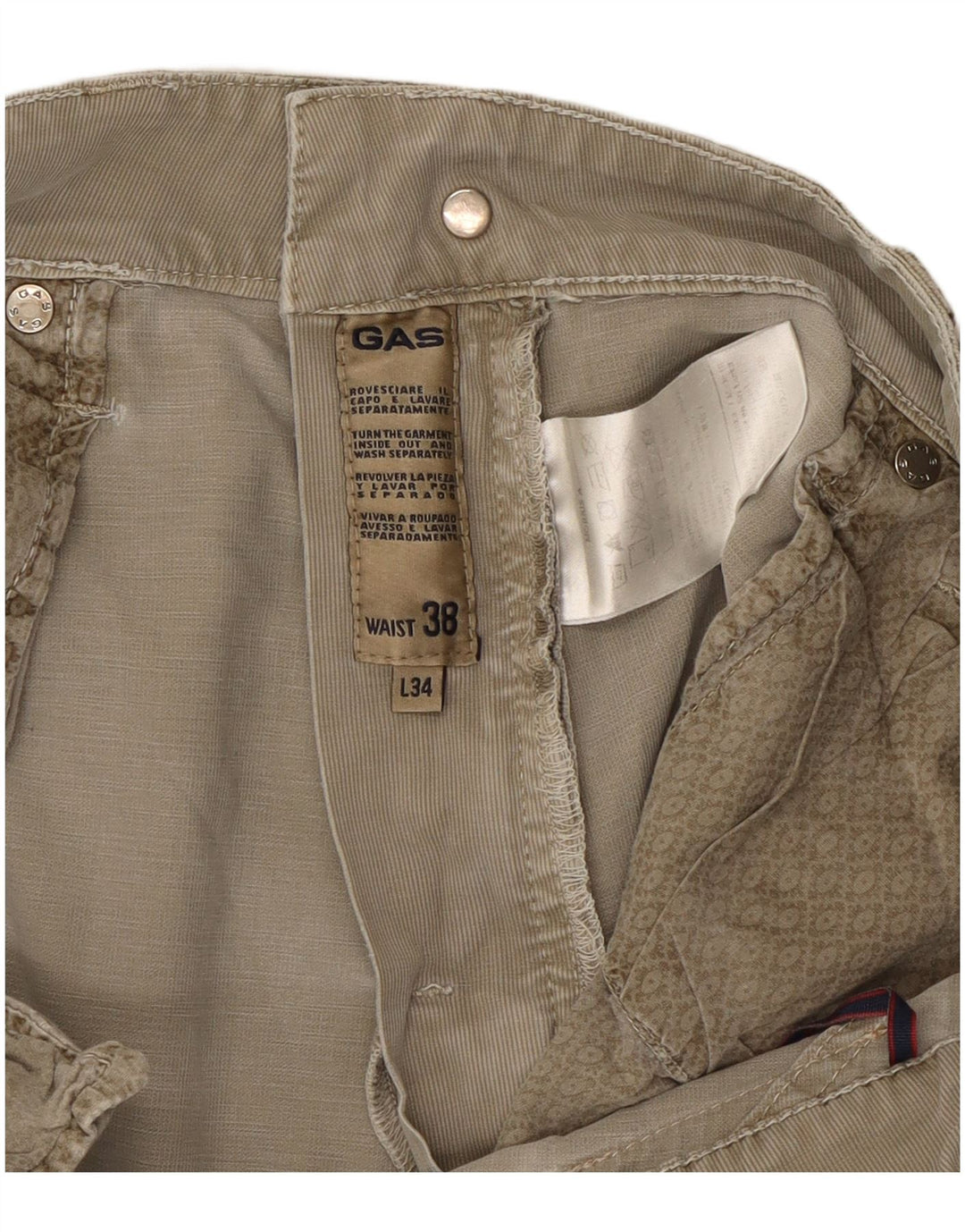 Calça casual masculina GAS Morris Slim W38 L34 cáqui