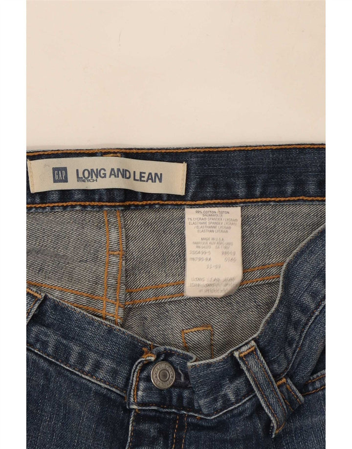 Jeans feminino Gap longo e magro queimado US 8 médio W30 L32 algodão azul marinho