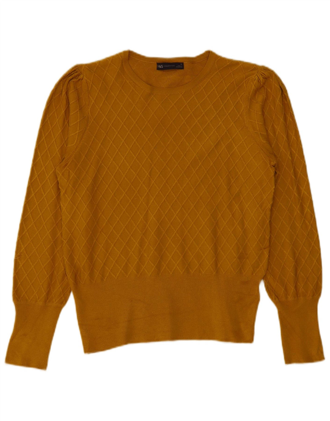 Suéter feminino Marks & Spencer com gola canoa Reino Unido 12 médio amarelo