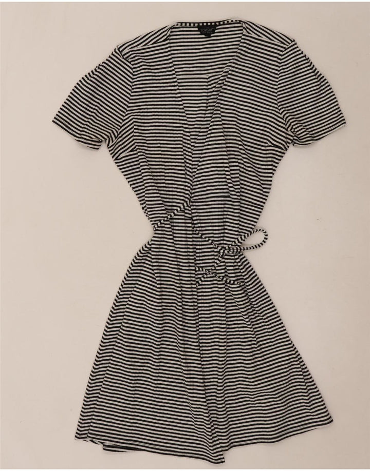 Vestido feminino Topshop UK 10 pequeno poliéster listrado preto