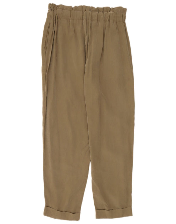 Zara Calça feminina casual cintura alta pequena W26 L28 cáqui