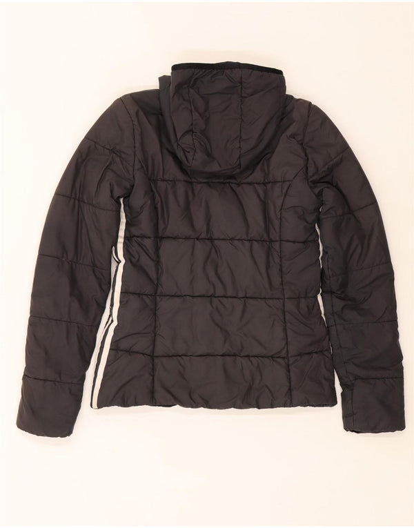 Casaco acolchoado com capuz feminino Adidas UK 6 XS preto poliéster