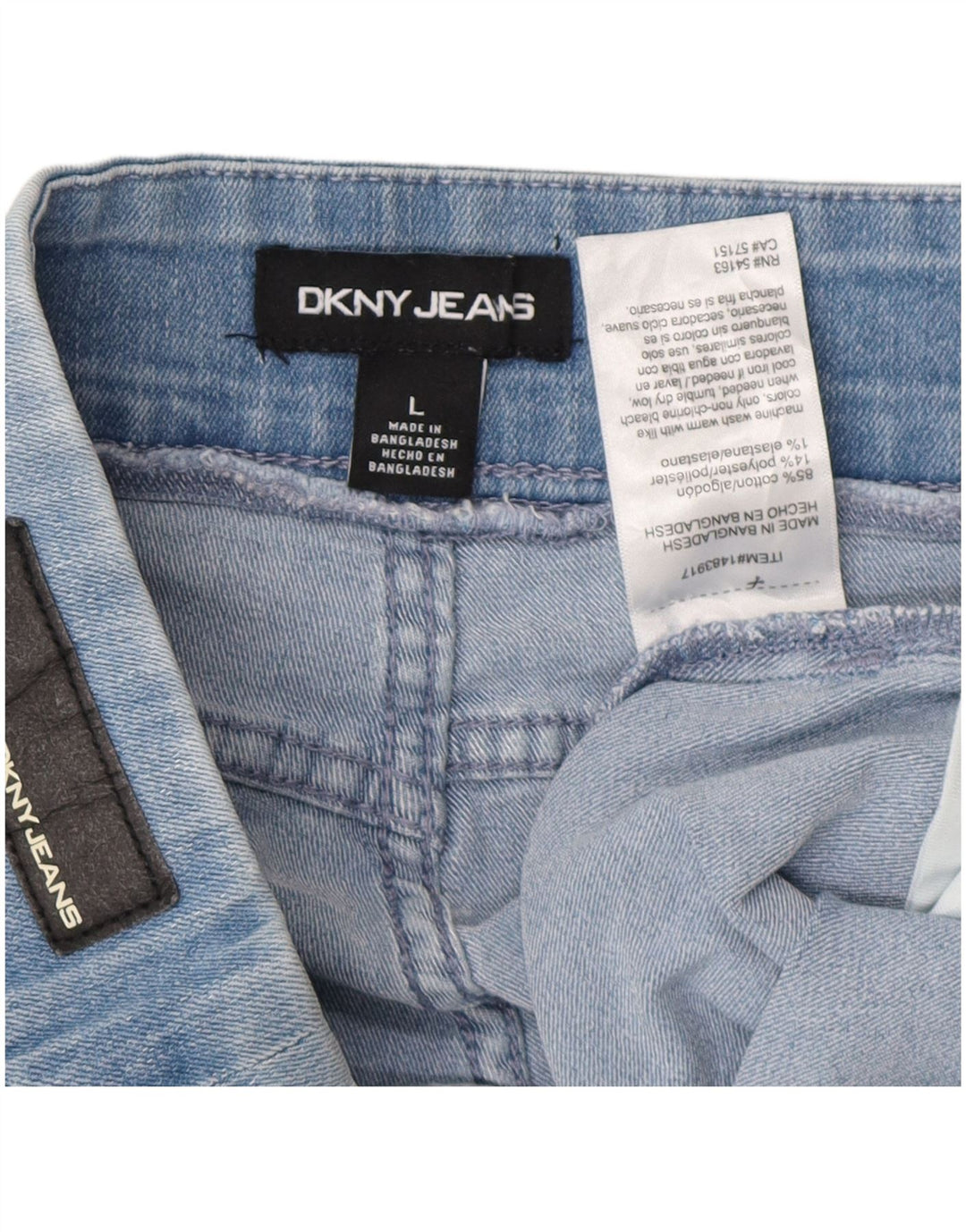Shorts jeans feminino DKNY grande W34 algodão azul