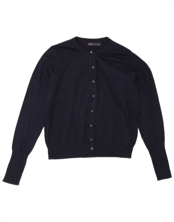 Suéter cardigã feminino Marks & Spencer UK 12 viscose azul marinho médio