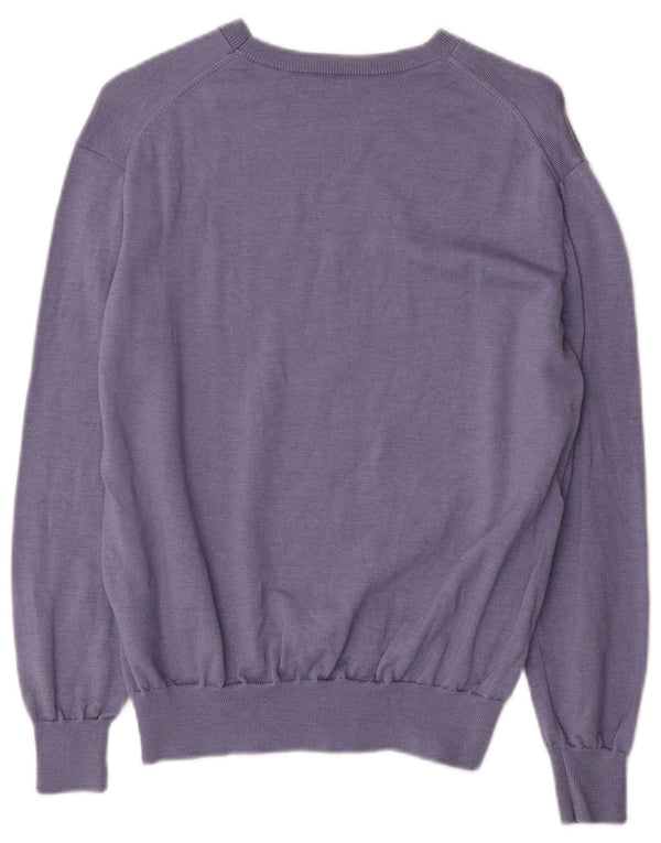 Cos suéter feminino grande com gola canoa Reino Unido 10 lã azul pequena