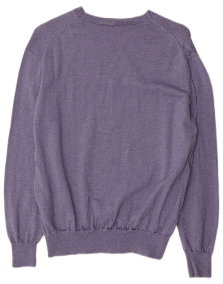 Cos suéter feminino grande com gola canoa Reino Unido 10 lã azul pequena