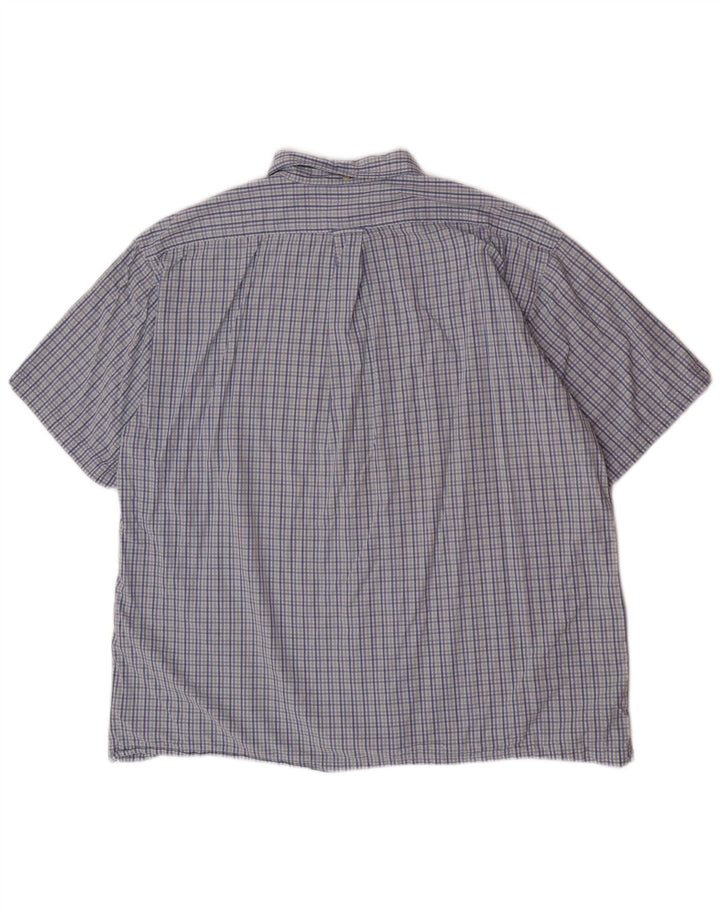 Camisa masculina Izod de manga curta XL azul xadrez algodão