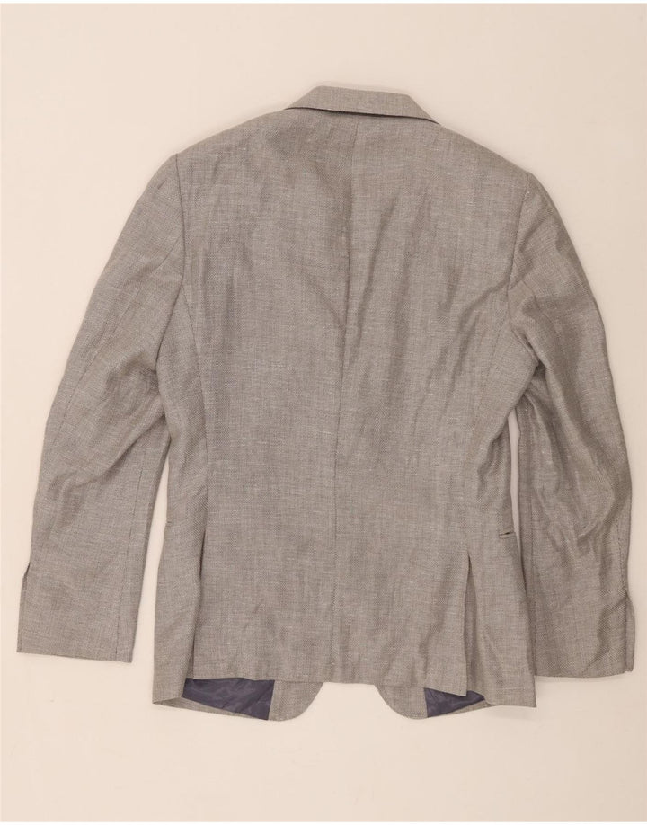 Jaqueta Blazer Masculina Reiss com 2 Botões Reino Unido 38 Lã Cinza Médio