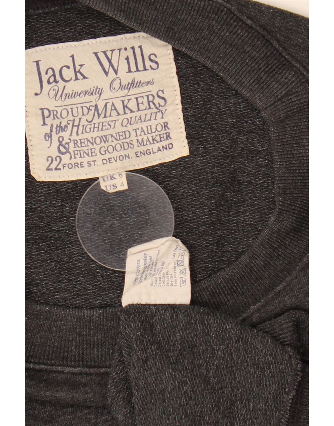 JACK WILLS Suéter feminino com estampa grande e grande Reino Unido 8 pequeno cinza
