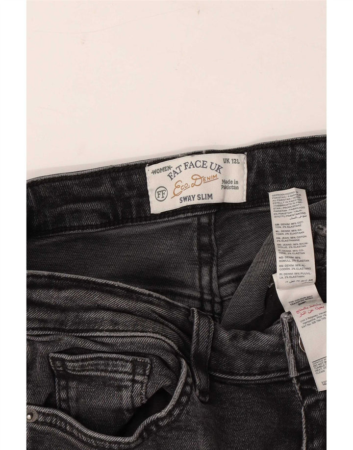 Calça jeans feminina Fat Face Sway Slim UK 12 médio W30 L30 algodão cinza