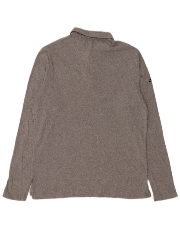 Camisa polo masculina Superdry de manga comprida grande algodão cinza