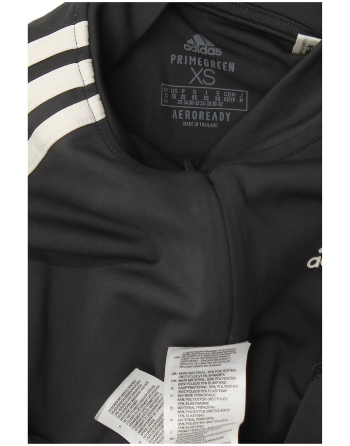Adidas feminino zip neck pulôver treino top reino unido 4/6 XS cinza colorblock