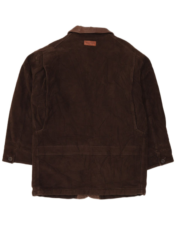 Jaqueta utilitária masculina Marlboro Classics UK 40 grande algodão marrom