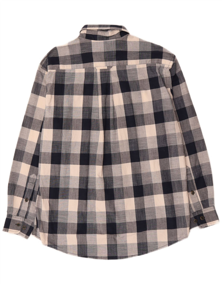 Camisa masculina Orvis grande algodão xadrez azul marinho