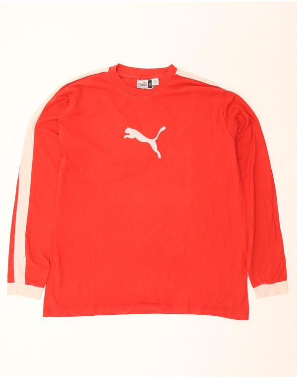 Puma Mens Graphic Top Manga Longa XL Vermelho Colorblock