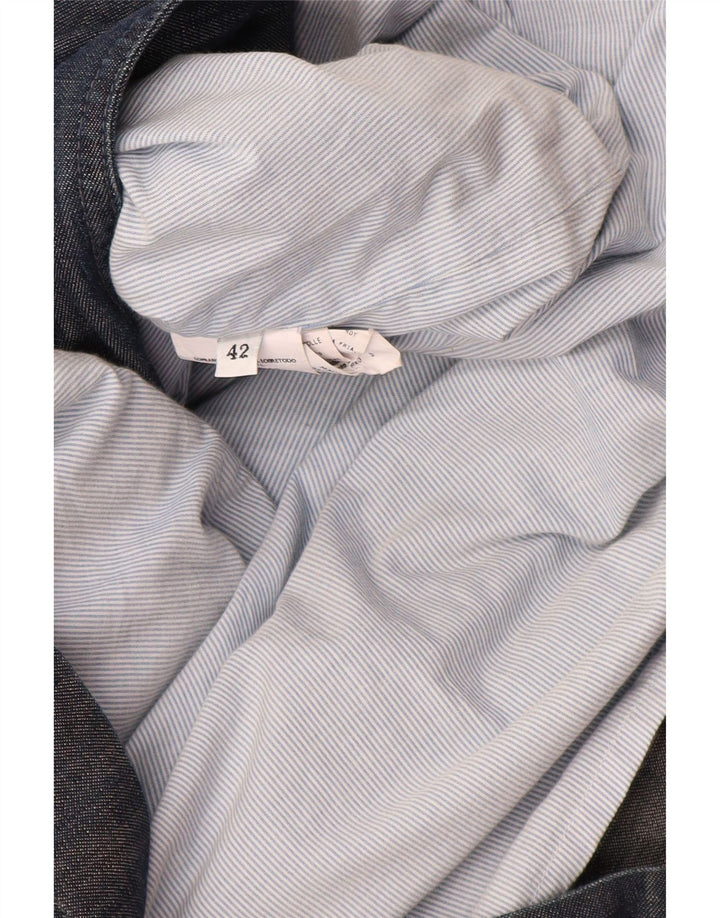 Casaco feminino jeans duplo breasted IT 42 algodão azul médio