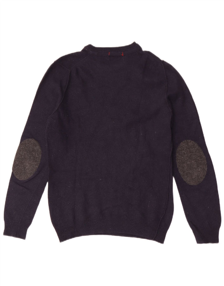 Suéter masculino Woolrich com gola redonda, pequeno de lã azul marinho