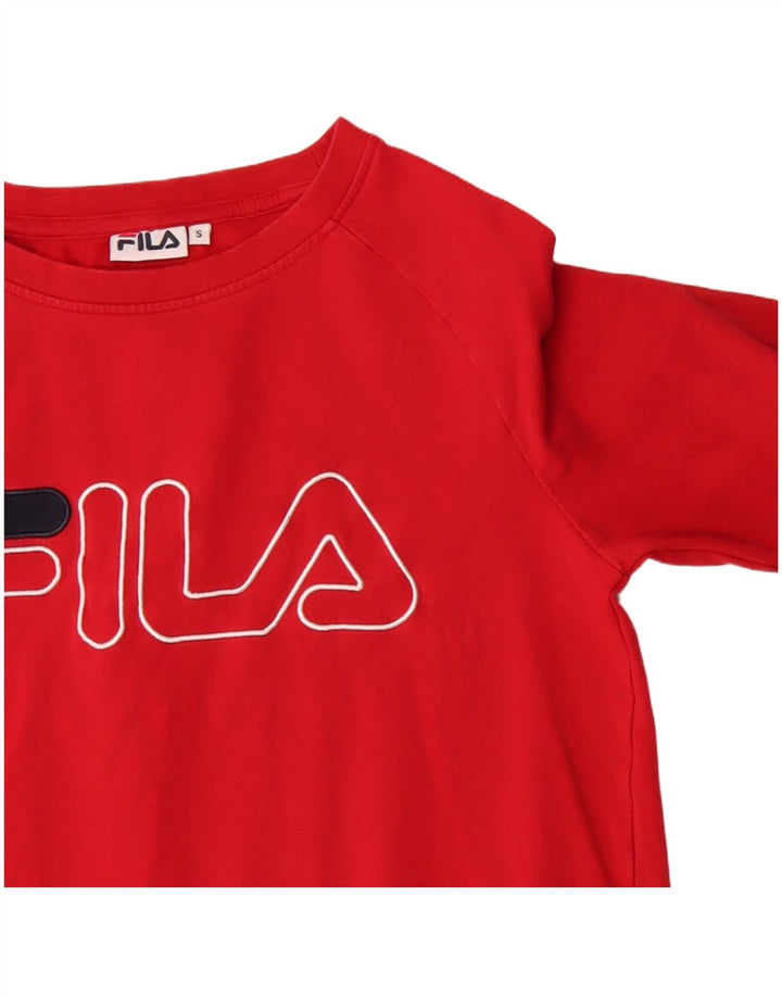 Fila moletom gráfico feminino jumper UK 10 pequeno algodão vermelho