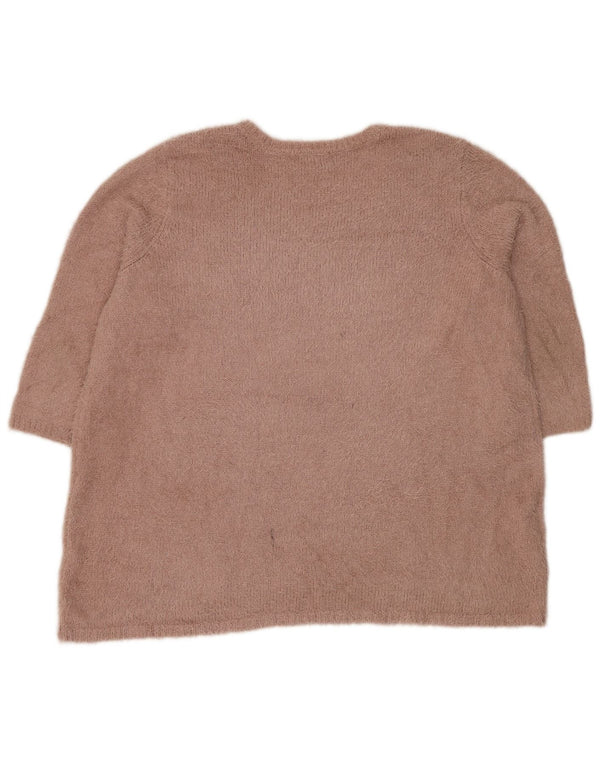 Suéter feminino Autograph de manga curta com gola canoa UK 18 XL rosa