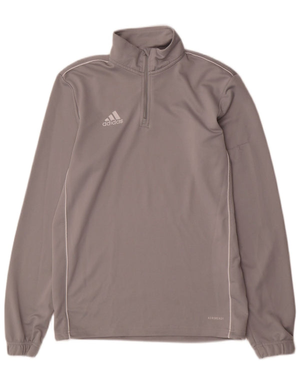 Adidas Mens Aeroready Zip Neck Pulôver Treino Top Pequeno Poliéster Cinza