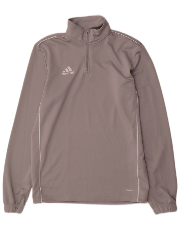 Adidas Mens Aeroready Zip Neck Pulôver Treino Top Pequeno Poliéster Cinza