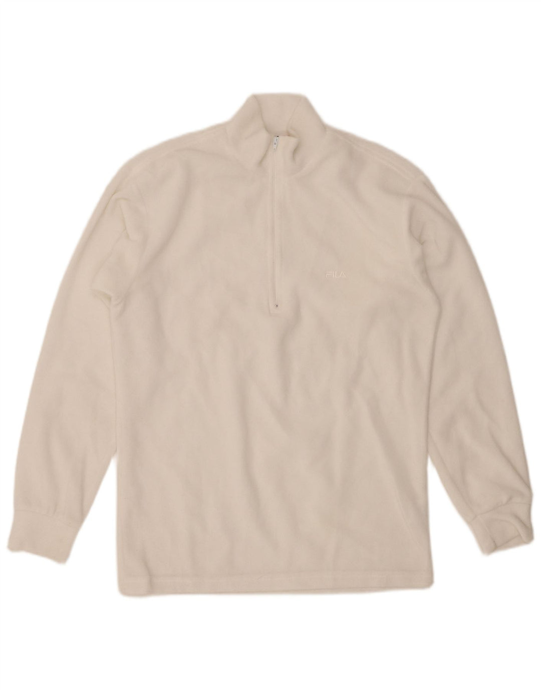 FILA Mens Zip Neck Fleece Jumper IT 44 XS White Polyester