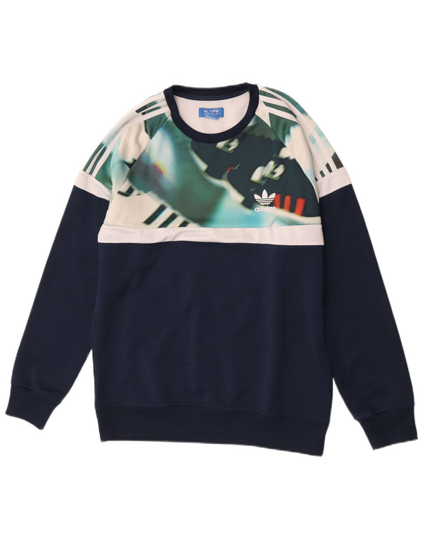 Adidas masculino moletom jumper médio azul marinho colorblock poliéster
