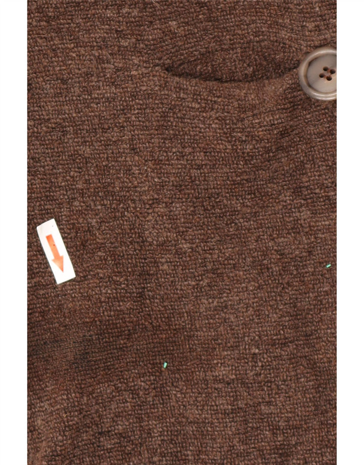 Sobretudo feminino vintage UK 14 lã marrom médio