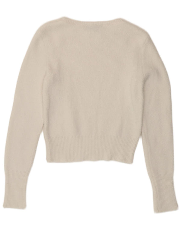 Suéter feminino Zara com gola canoa e decote em barco, Reino Unido 10, pequeno, branco