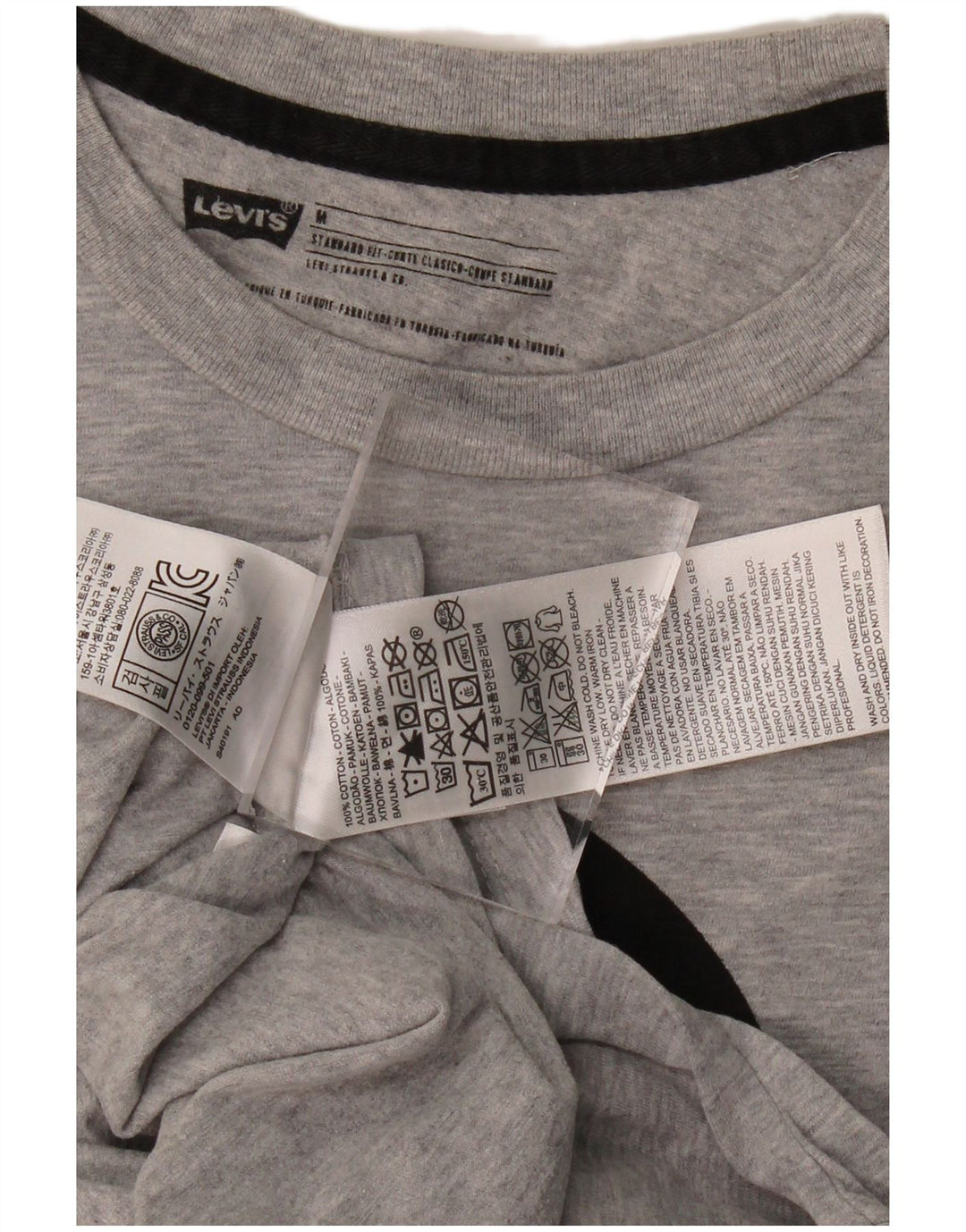 Camiseta masculina com estampa padrão LEVI'S de algodão cinza médio