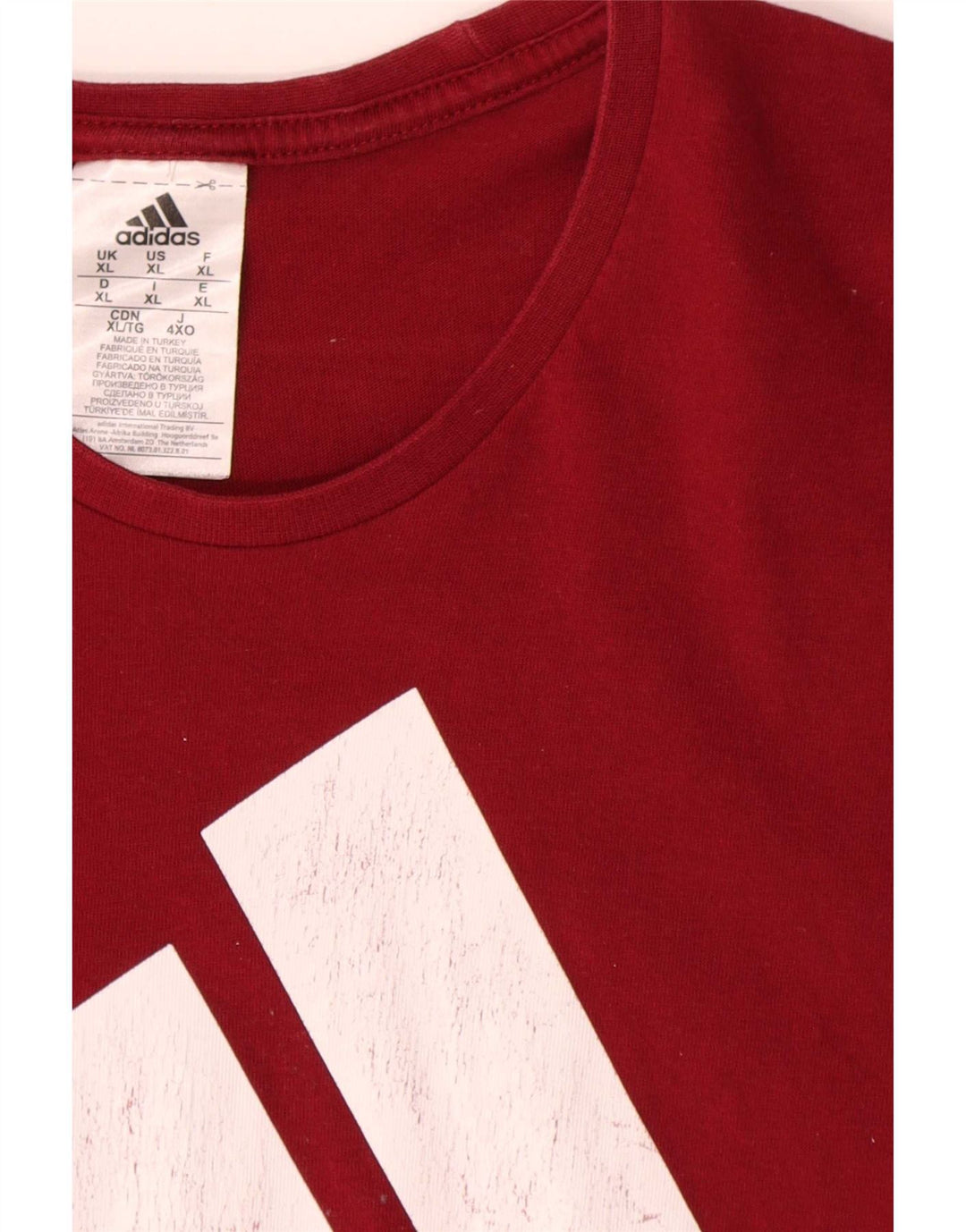 Adidas Mens Graphic T-Shirt Top XL Algodão Vermelho