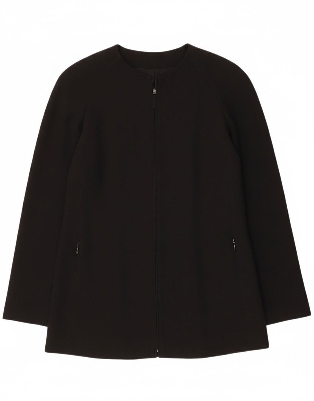 Jaqueta blazer feminina com zíper completo Giorgio Armani IT 38 XS lã virgem preta