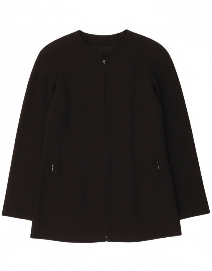 Jaqueta blazer feminina com zíper completo Giorgio Armani IT 38 XS lã virgem preta