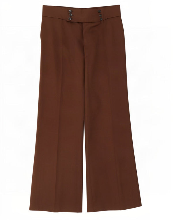 Calça feminina vintage de cintura alta com pernas largas W32 L32 marrom