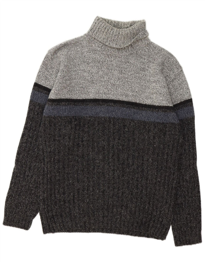 C&A Suéter masculino Canda Roll Neck Jumper grande bloco cinza