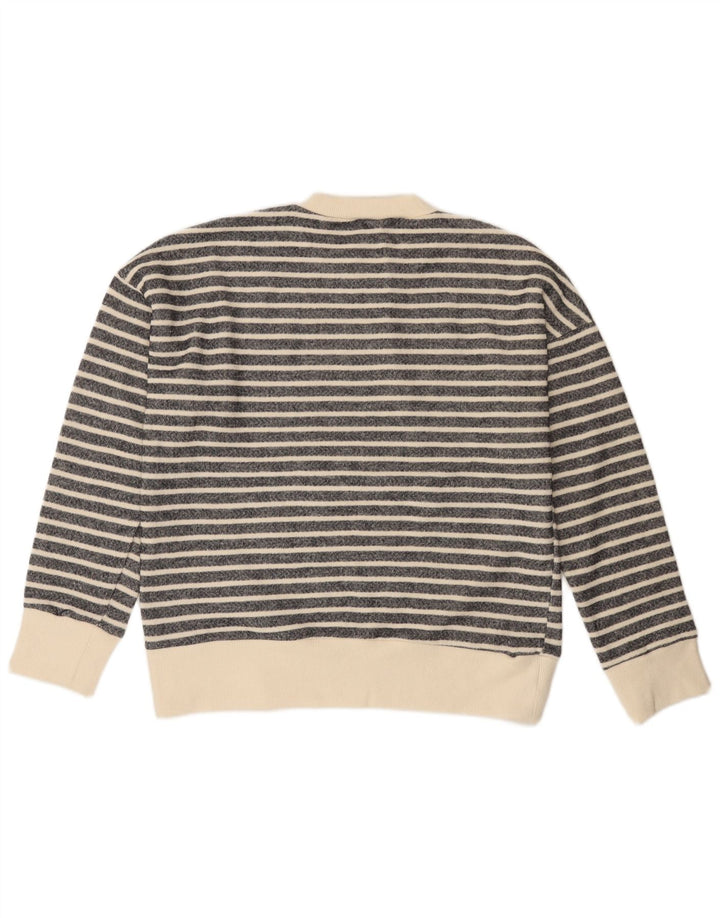 Suéter feminino ZARA com gola redonda e poliéster listrado preto médio UK 14