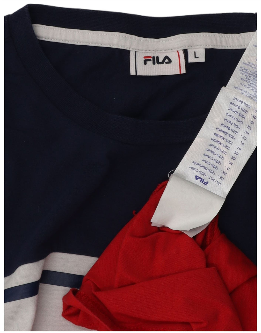 Camiseta masculina FILA grande algodão colorblock multicolorido
