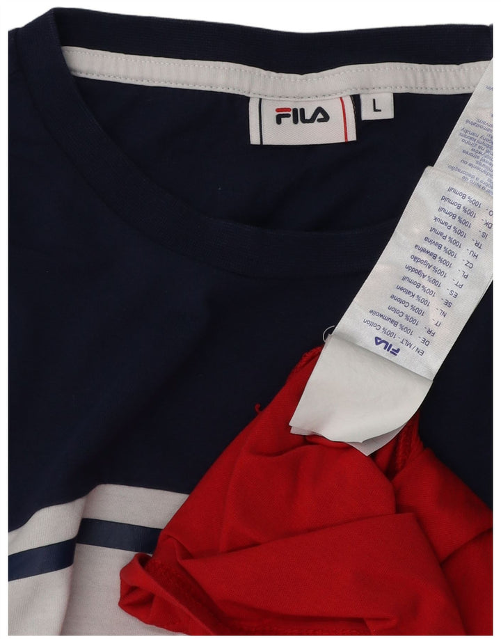 Camiseta masculina FILA grande algodão colorblock multicolorido