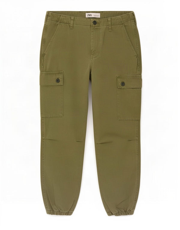 Calça jogger feminina Zara Cargo EU 36 XS W26 L26 Caqui