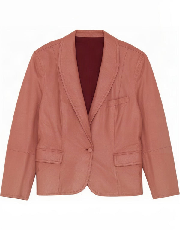 Jaqueta blazer feminina vintage de couro com 1 botão IT 44 rosa médio