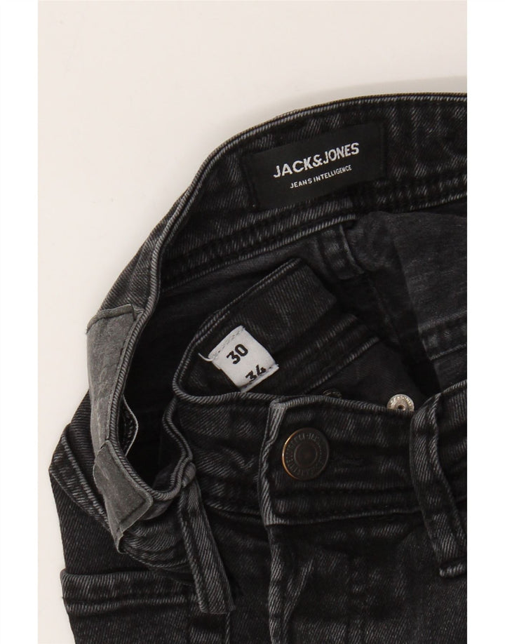 Jack & Jones Masculino GLENN Slim Jeans W30 L31 Algodão Cinza