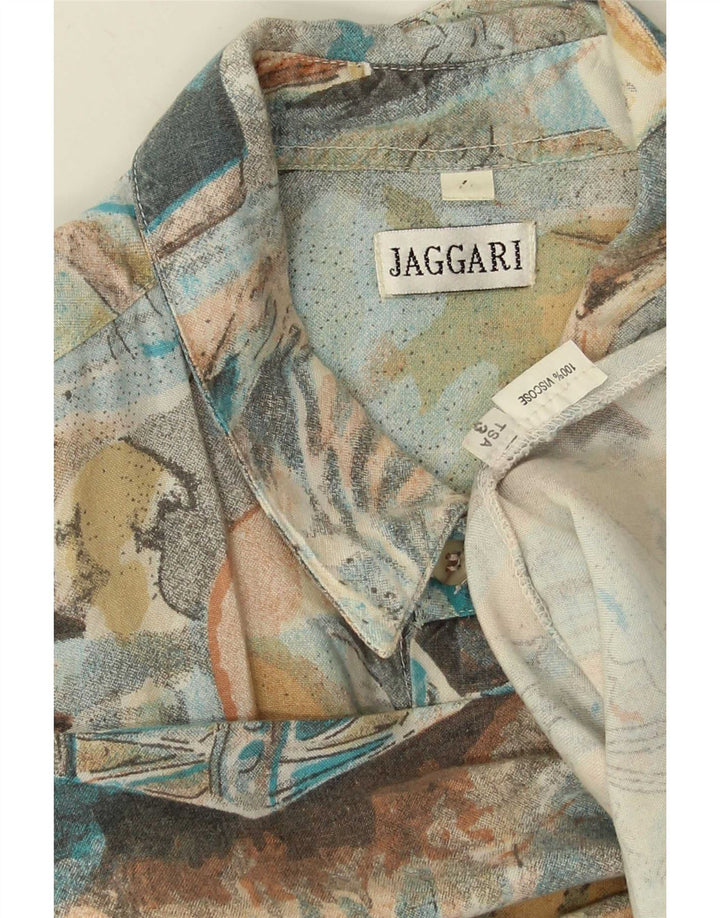 Camisa masculina vintage grande viscose multicolorida em patchwork