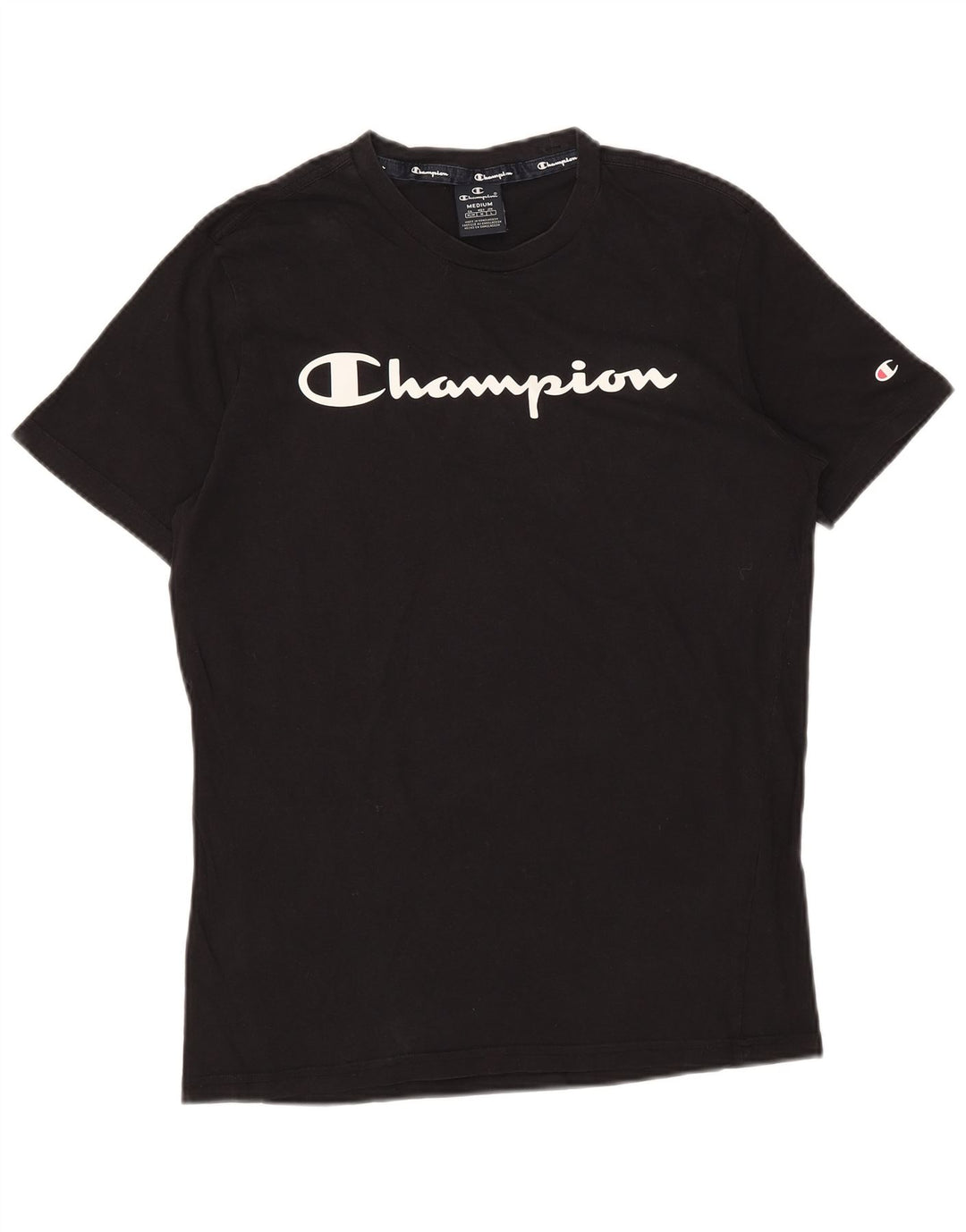 Camiseta gráfica masculina CHAMPION Top médio algodão azul marinho
