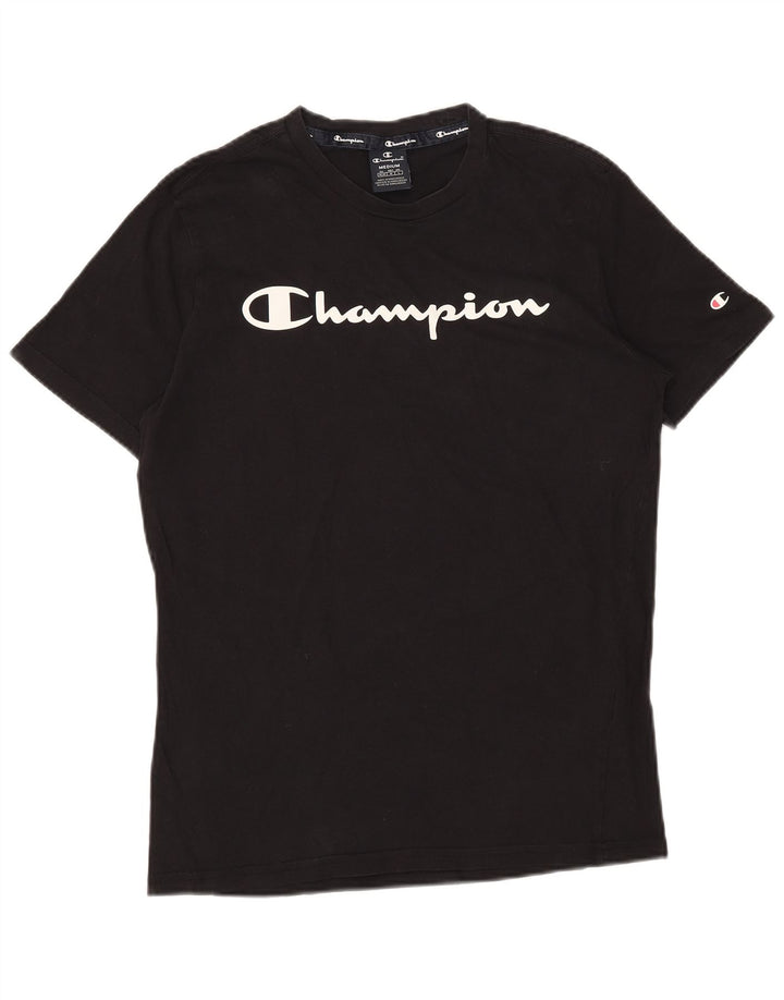 Camiseta gráfica masculina CHAMPION Top médio algodão azul marinho