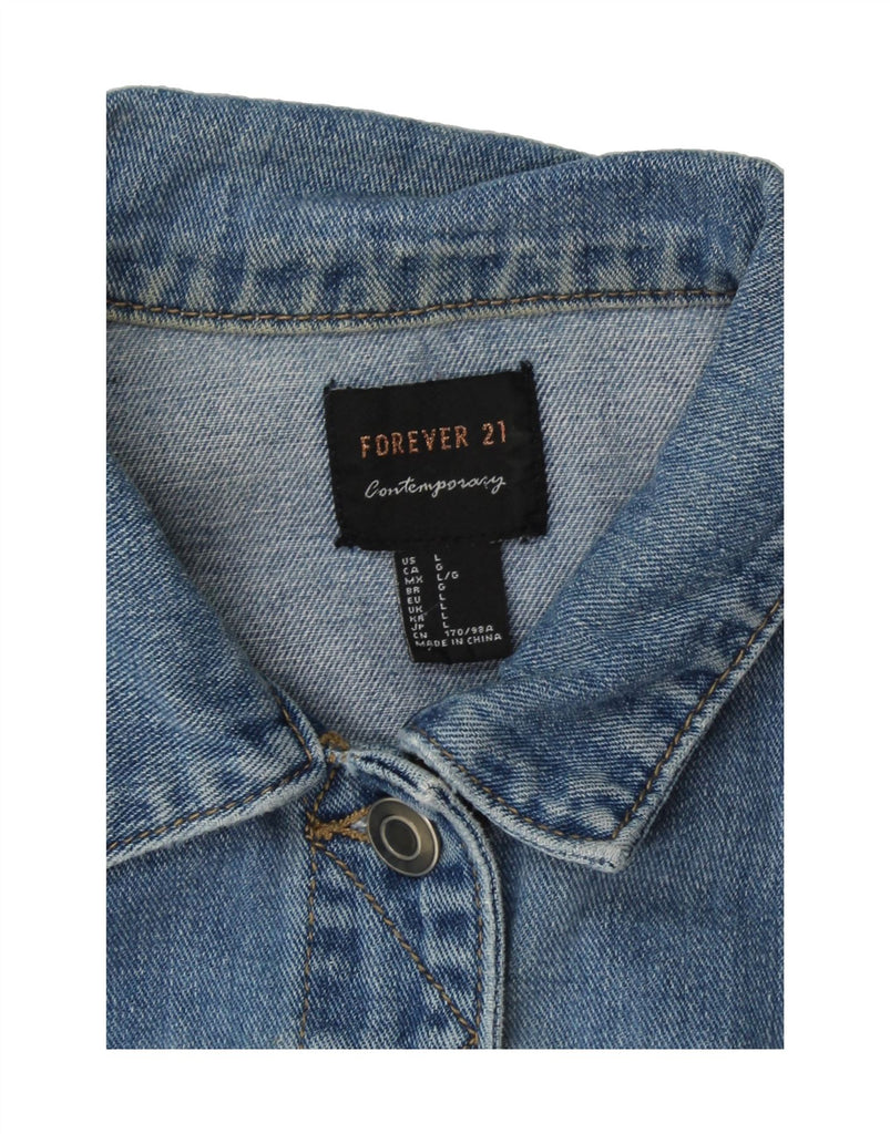 FOREVER 21 Womens Crop Denim Jacket UK 16 Large Blue Vintage Forever 21 and Second-Hand Forever 21 from Messina Hembry 