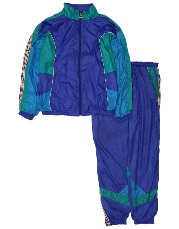 Fato de treino completo gráfico masculino vintage grande azul colorblock poliamida