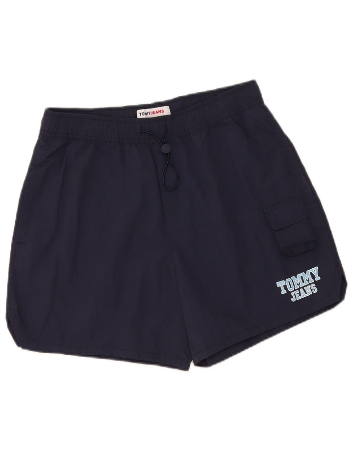 Tommy Hilfiger Shorts de natação masculino gráfico pequeno azul marinho poliamida