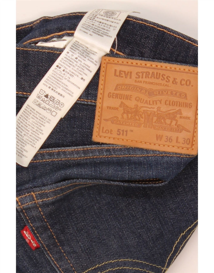 Levi's Masculino 511 Slim Jeans W36 L30 Azul Marinho Algodão