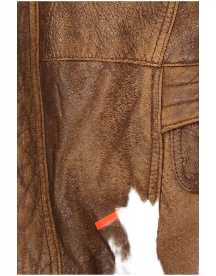 Jaqueta de couro masculina vintage UK 40 grande marrom